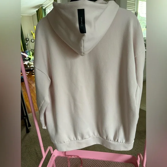 Adidas Womens Z.N.E. Full Zip Light Pink Hoodie with Black Accents - Size L - Picture 3 of 8